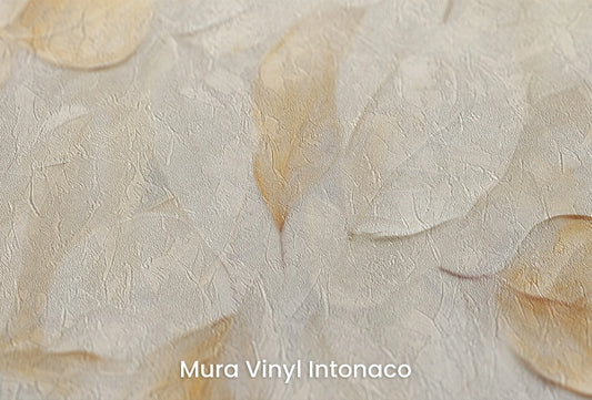 Zbliżenie na artystyczną fototapetę o nazwie Autumn Melody #2 na podłożu Mura Vinyl Intonaco - struktura tartego tynku.