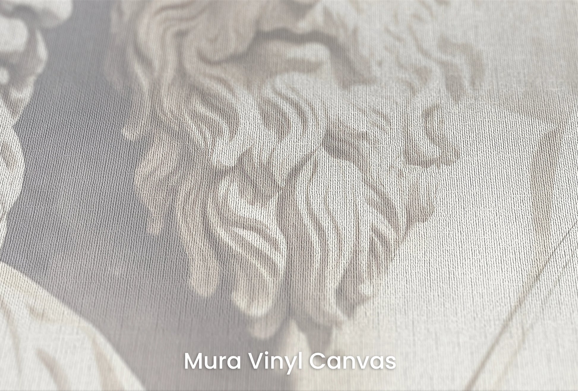 Zbliżenie na artystyczną fototapetę o nazwie Philosophical Dialogue na podłożu Mura Vinyl Canvas - faktura naturalnego płótna.