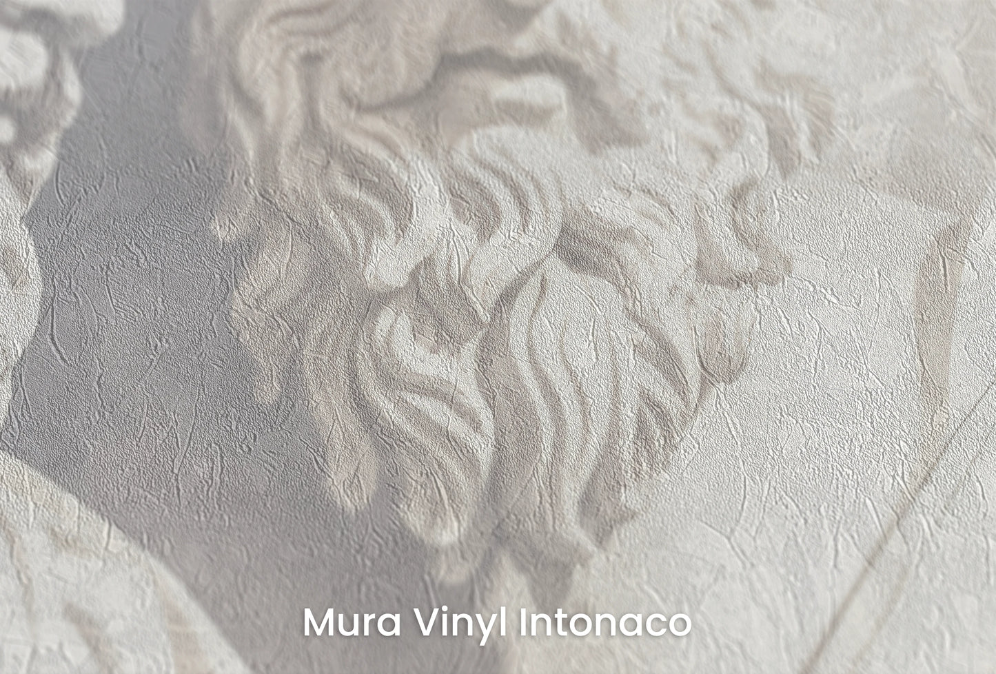 Zbliżenie na artystyczną fototapetę o nazwie Philosophical Dialogue na podłożu Mura Vinyl Intonaco - struktura tartego tynku.