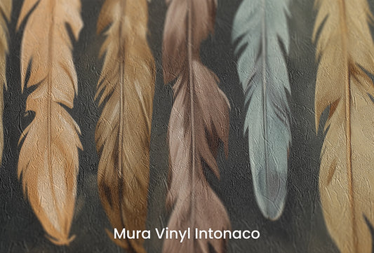 Zbliżenie na artystyczną fototapetę o nazwie Dusk Serenity na podłożu Mura Vinyl Intonaco - struktura tartego tynku.