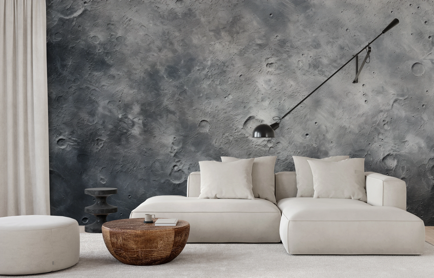 Wzór fototapety o nazwie Lunar Landscape #2 pokazanej w kontekście pomieszczenia.