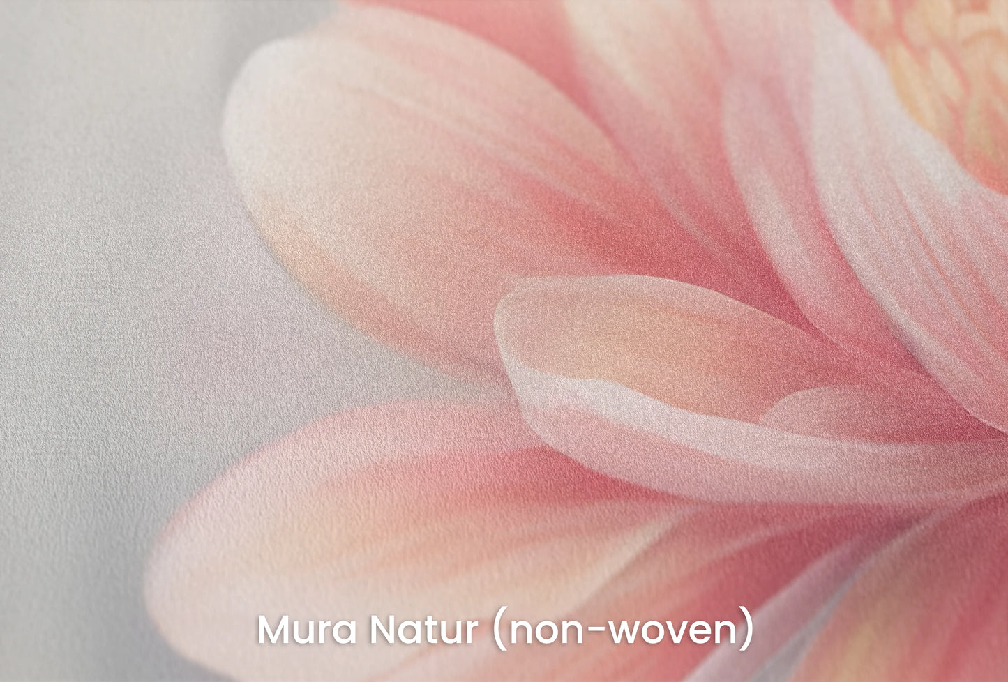 Zbliżenie na artystyczną fototapetę o nazwie Soft Petal Glow na podłożu Mura Natur (non-woven) - naturalne i ekologiczne podłoże.