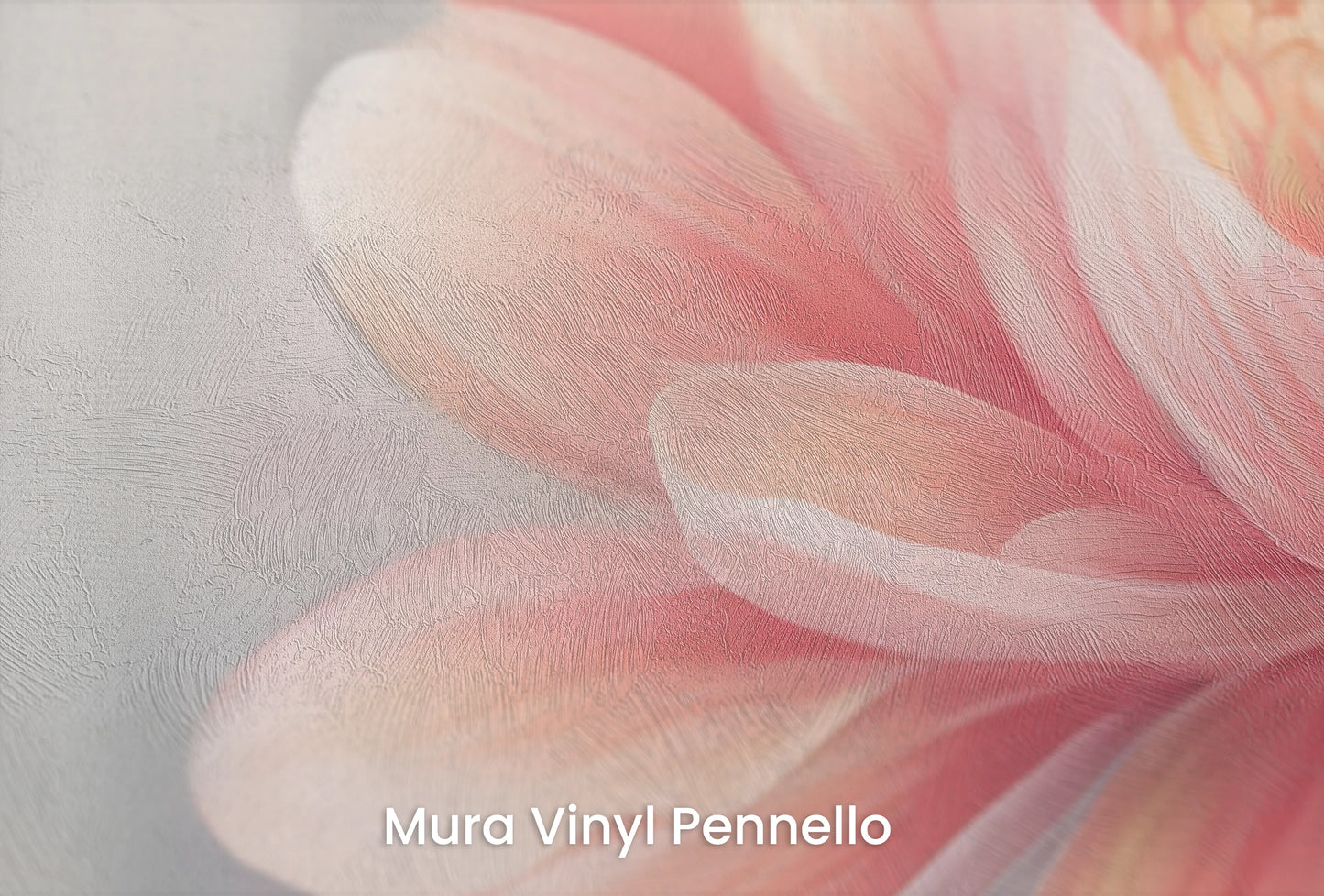 Zbliżenie na artystyczną fototapetę o nazwie Soft Petal Glow na podłożu Mura Vinyl Pennello - faktura pociągnięć pędzla malarskiego.