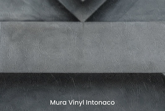 Zbliżenie na artystyczną fototapetę o nazwie Chevron Depth na podłożu Mura Vinyl Intonaco - struktura tartego tynku.