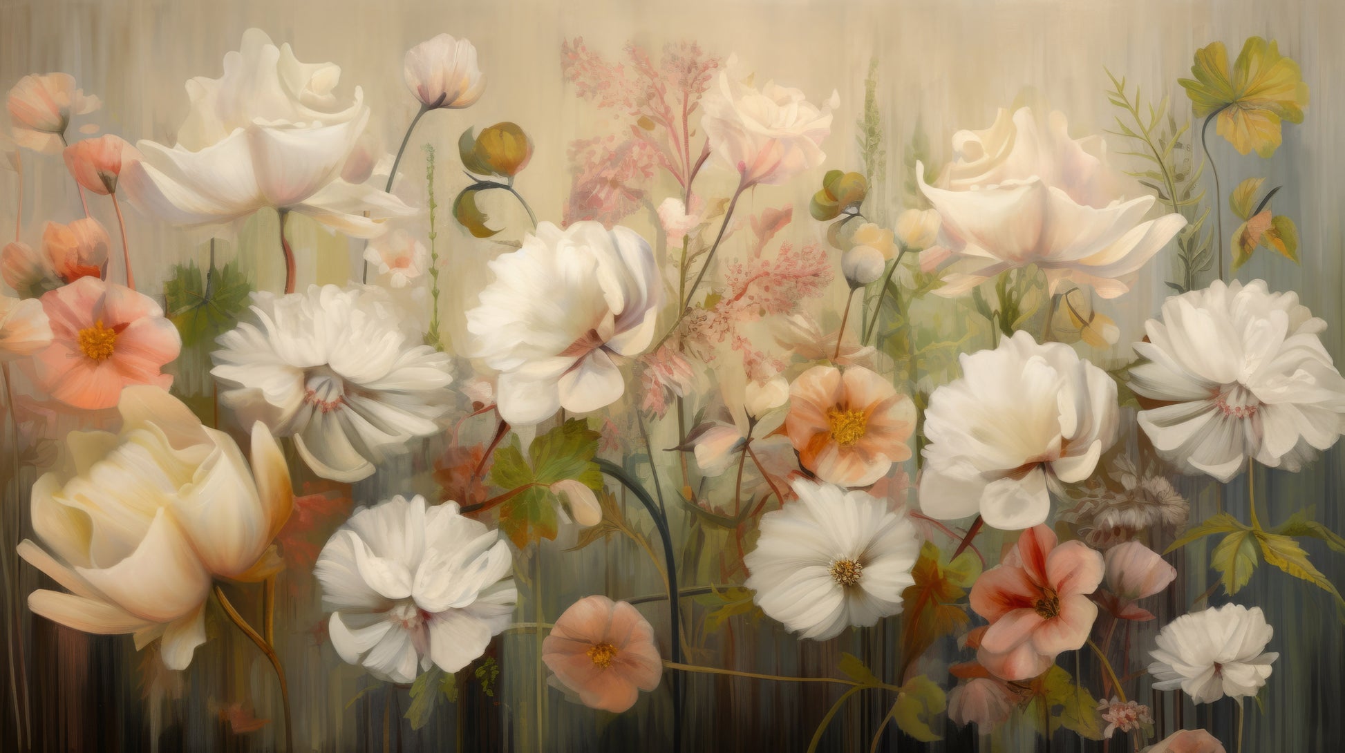 Prezentacja całego wzoru fototapety o nazwie Serene Pastel Bouquet