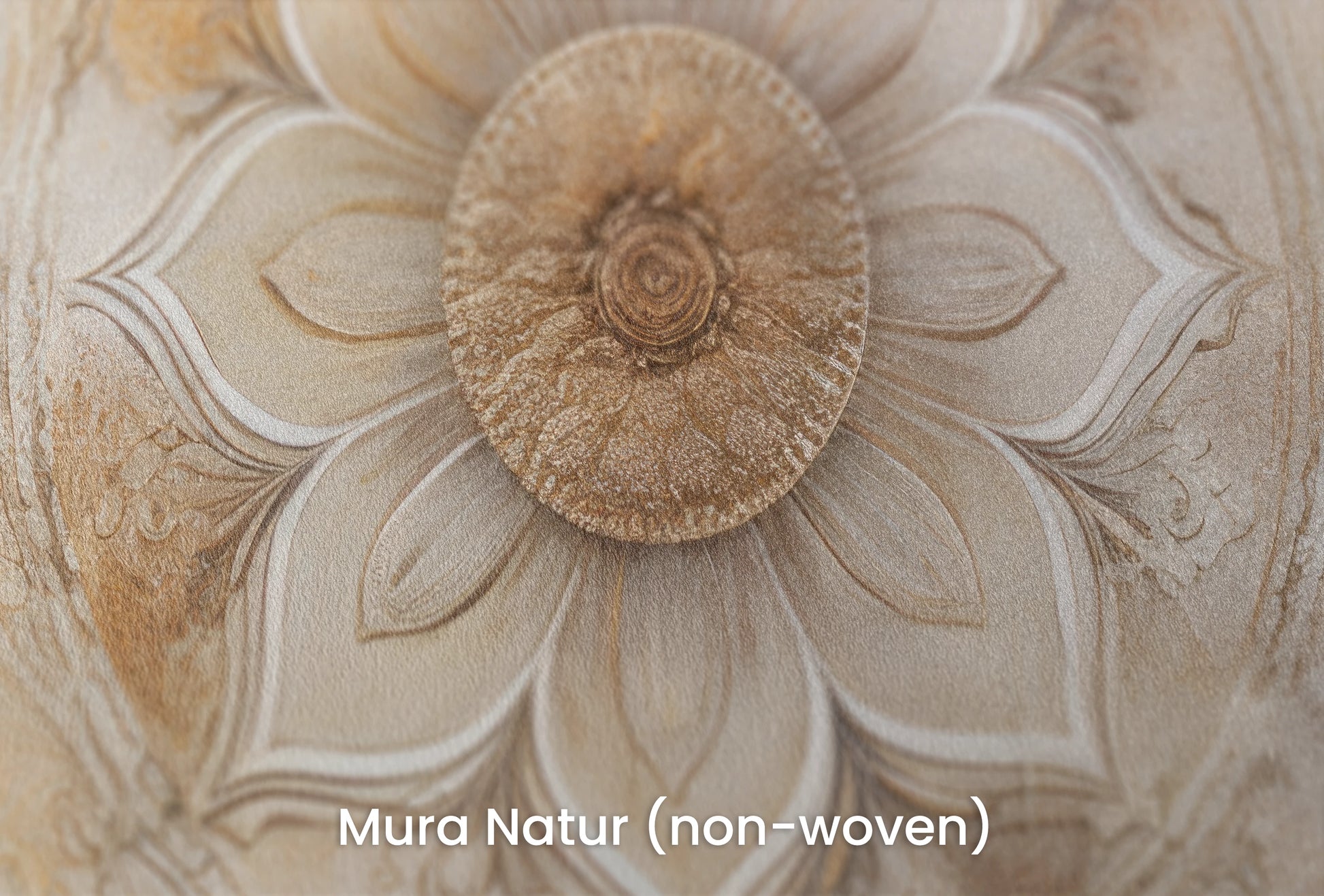 Zbliżenie na artystyczną fototapetę o nazwie Divine Lotus na podłożu Mura Natur (non-woven) - naturalne i ekologiczne podłoże.