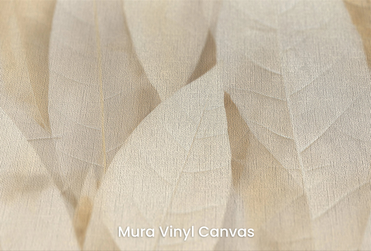 Zbliżenie na artystyczną fototapetę o nazwie Creamy Leaves na podłożu Mura Vinyl Canvas - faktura naturalnego płótna.