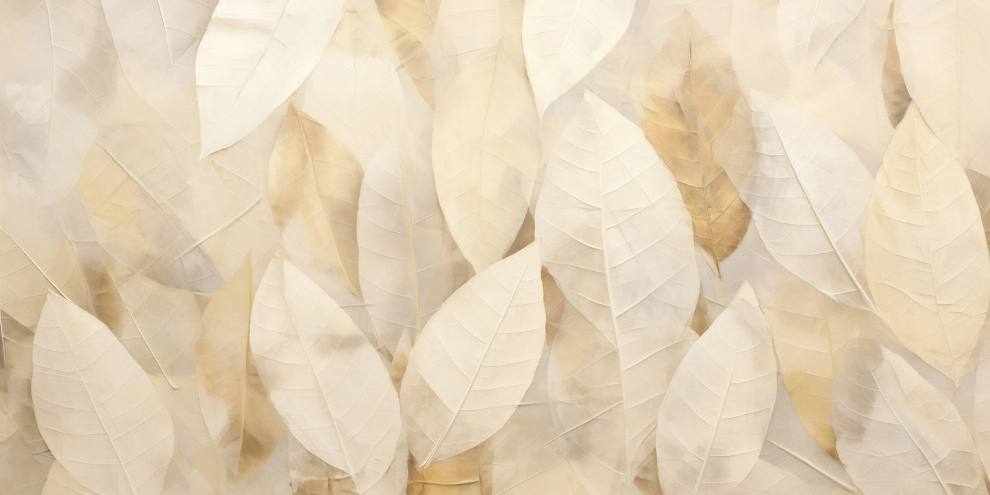 Prezentacja całego wzoru fototapety o nazwie Creamy Leaves