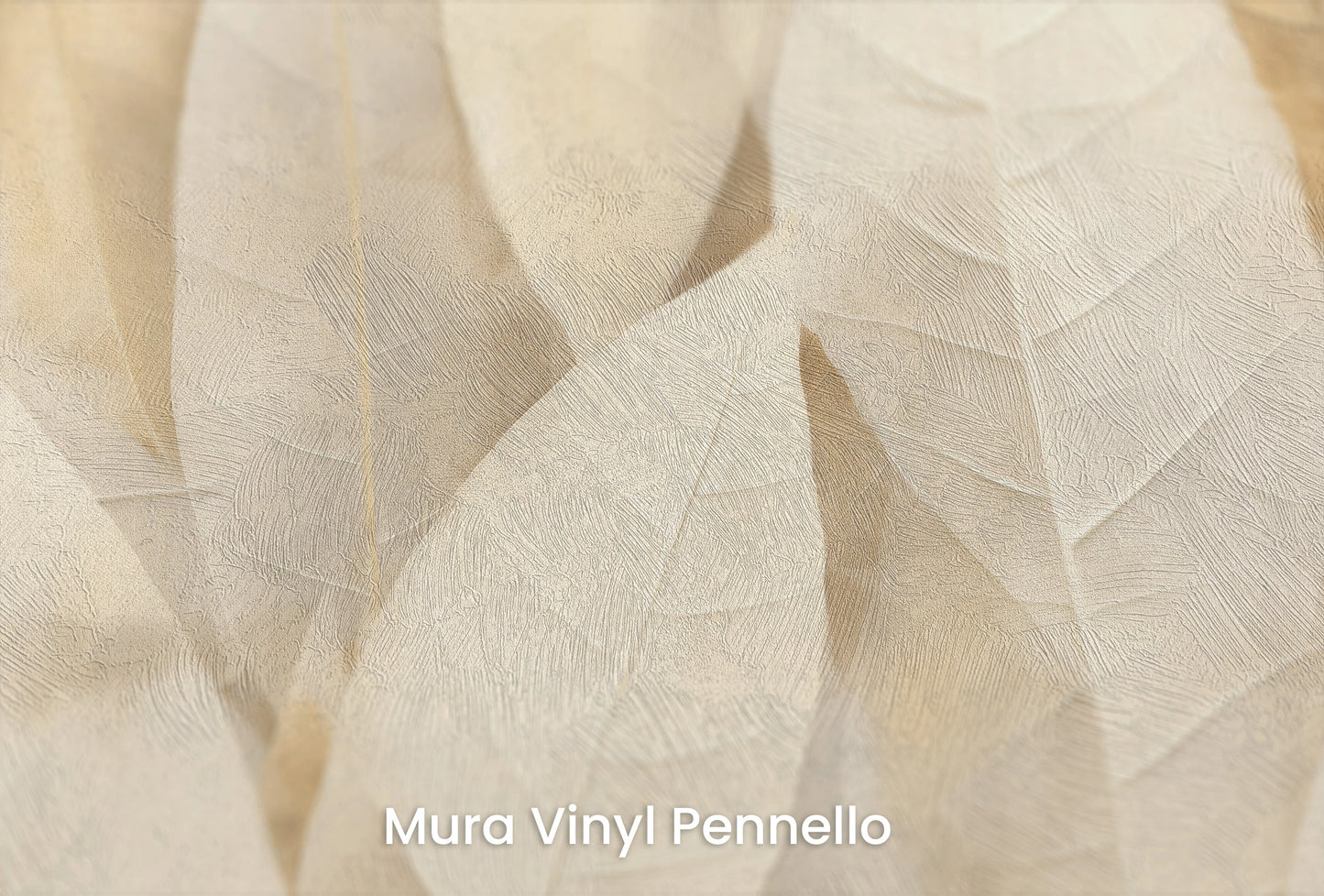 Zbliżenie na artystyczną fototapetę o nazwie Creamy Leaves na podłożu Mura Vinyl Pennello - faktura pociągnięć pędzla malarskiego.
