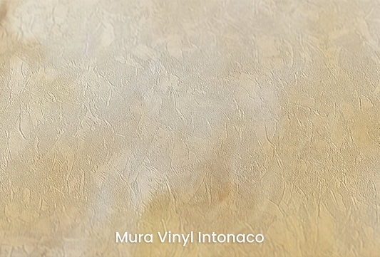 Zbliżenie na artystyczną fototapetę o nazwie GOLDEN DAWN MARBLE na podłożu Mura Vinyl Intonaco - struktura tartego tynku.