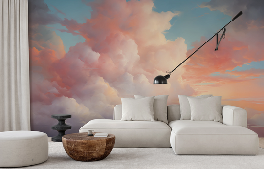 Wzór fototapety artystycznej o nazwie Evening Glow #2 pokazanej w aranżacji wnętrza.