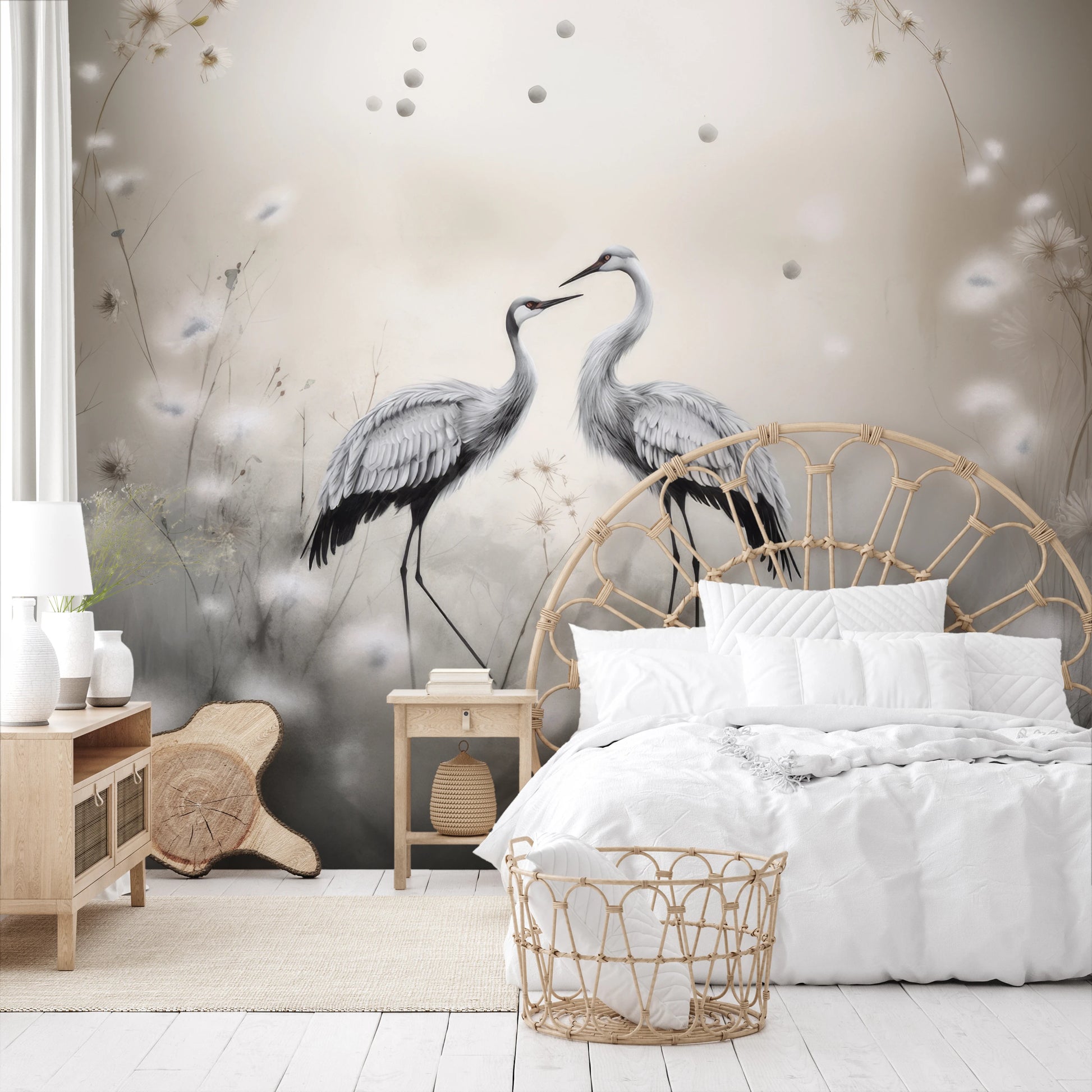 Zdjęcie prezentuje aranżację wnętrza z użyciem fototapety o nazwie Dandelion Wishes pokazanej w aranżacji wnętrza.
