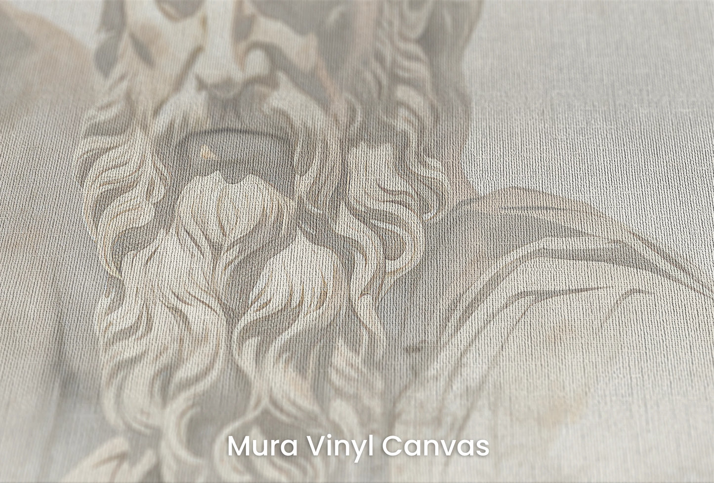 Zbliżenie na artystyczną fototapetę o nazwie Titans of Thought na podłożu Mura Vinyl Canvas - faktura naturalnego płótna.