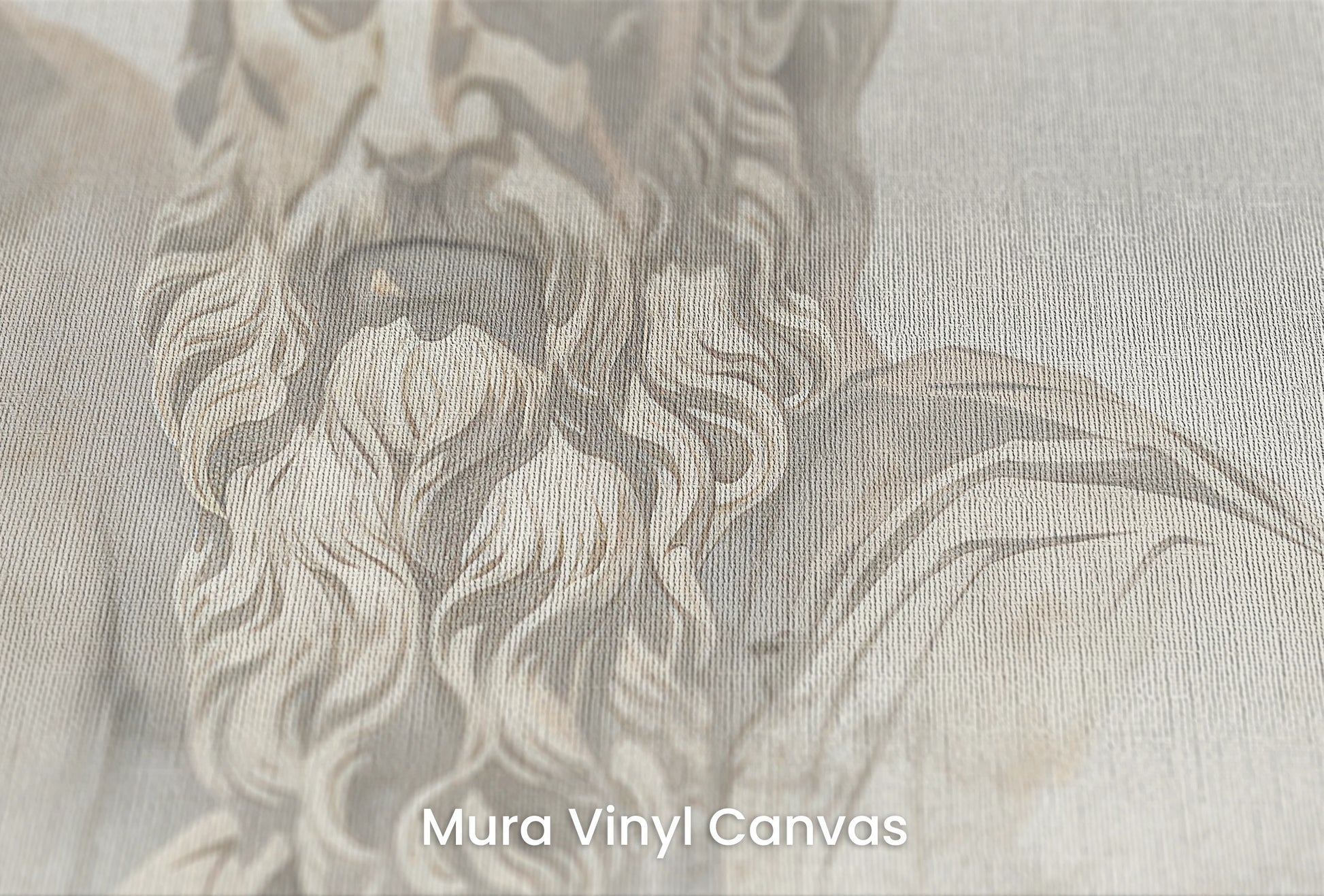 Zbliżenie na artystyczną fototapetę o nazwie Titans of Thought na podłożu Mura Vinyl Canvas - faktura naturalnego płótna.