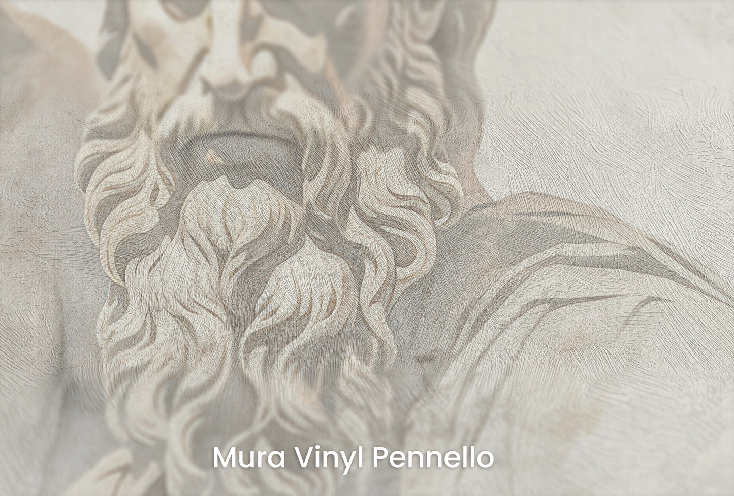Zbliżenie na artystyczną fototapetę o nazwie Titans of Thought na podłożu Mura Vinyl Pennello - faktura pociągnięć pędzla malarskiego.