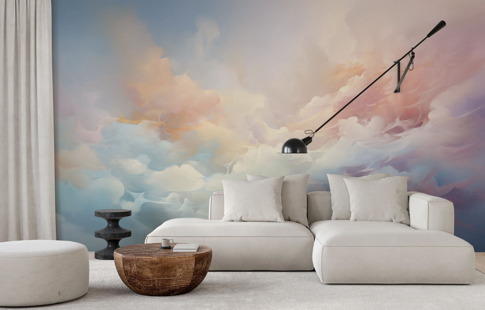 Fototapeta artystyczna o nazwie Misty Pastels pokazana w aranżacji wnętrza.