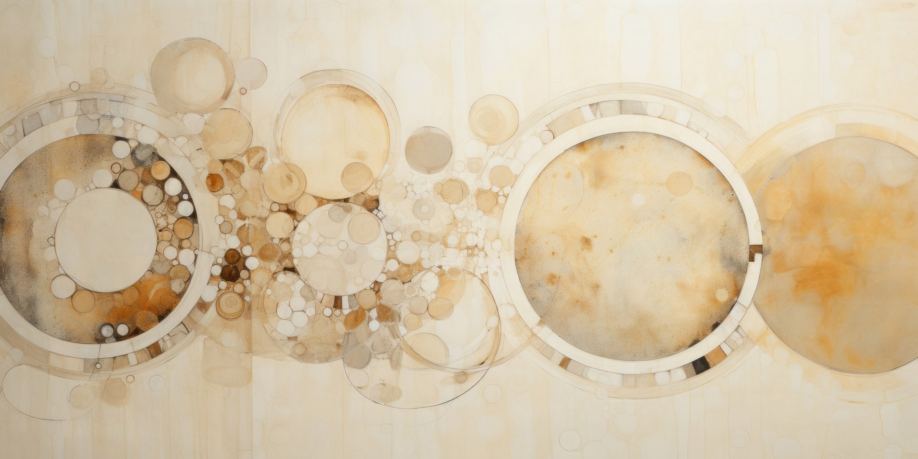 Mustervorschau: Prezentacja całego wzoru fototapety o nazwie AMBER CIRCLES ABSTRACTION
