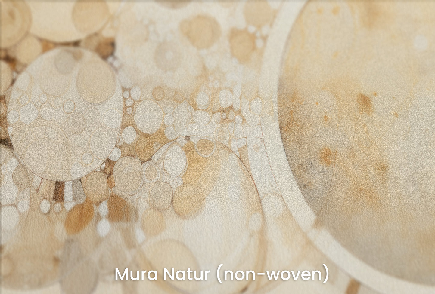Zbliżenie na artystyczną fototapetę o nazwie AMBER CIRCLES ABSTRACTION na podłożu Mura Natur (non-woven) - naturalne i ekologiczne podłoże.