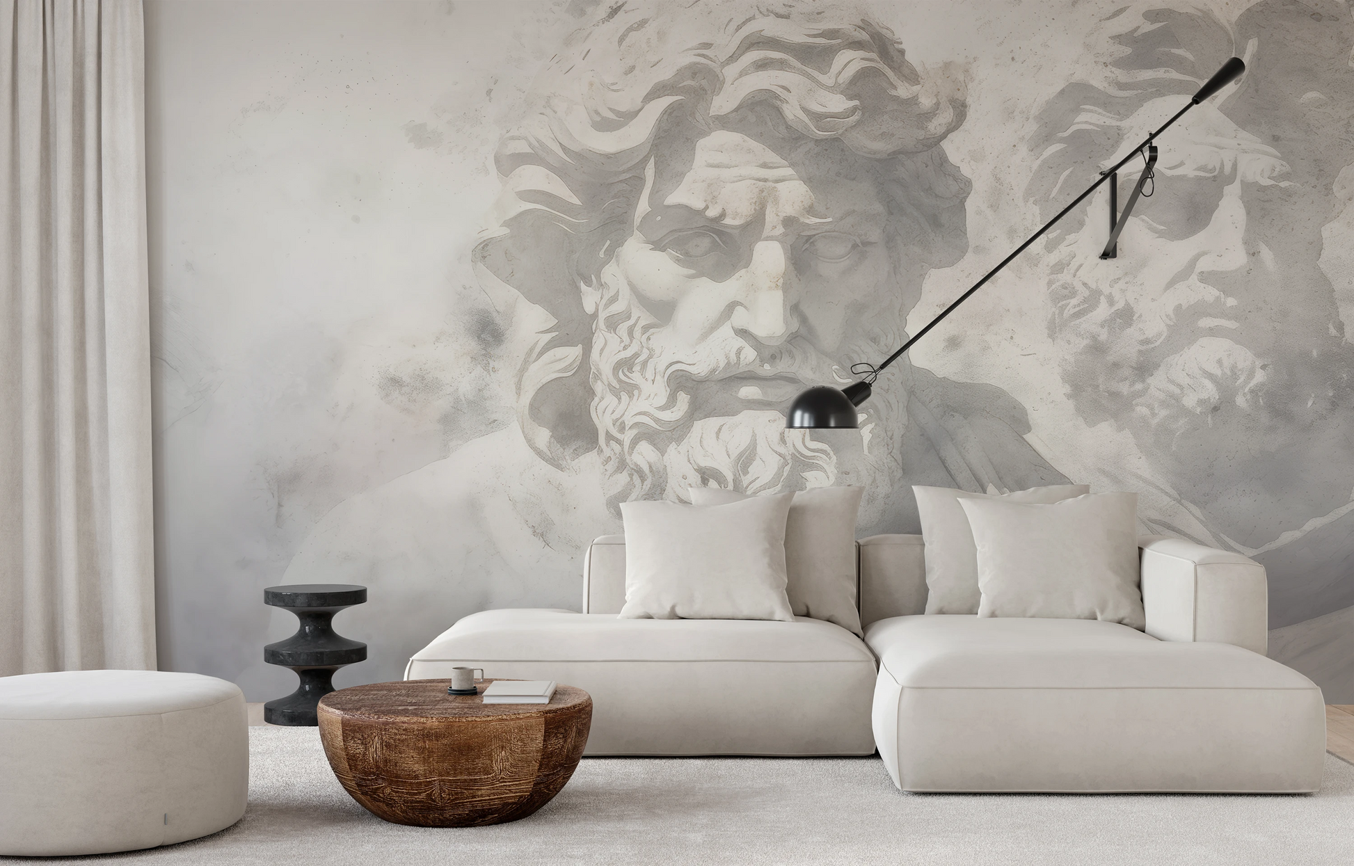 Fototapeta malowana o nazwie Mythical Echoes pokazana w aranżacji wnętrza.