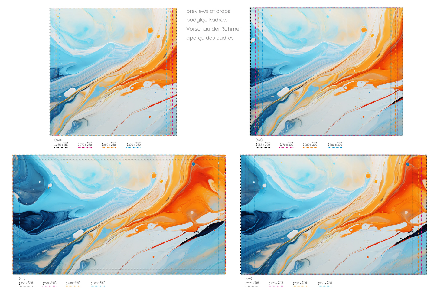 Na obrazie znajduje się prezentacja przykładowych rozmiarów fototapety o nazwie Saturn's Serenity. Rozmiar fototapety jest dowolny.