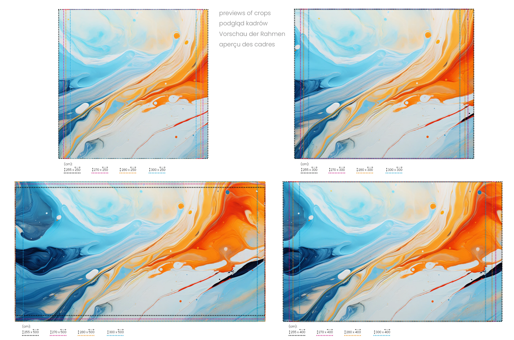 Na obrazie znajduje się prezentacja przykładowych rozmiarów fototapety o nazwie Saturn's Serenity. Rozmiar fototapety jest dowolny.