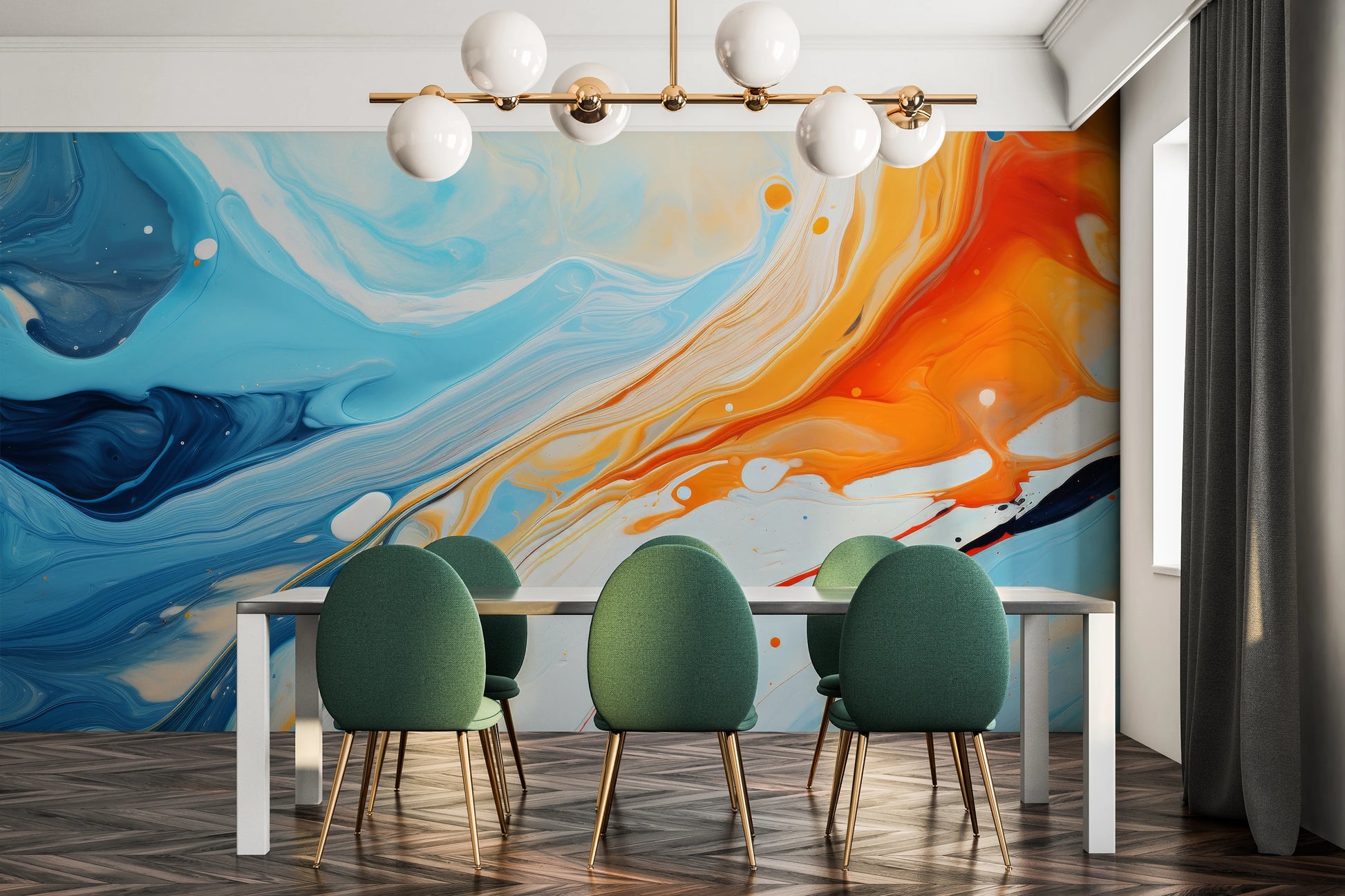 Wzór fototapety o nazwie Saturn's Serenity pokazanej w kontekście pomieszczenia.