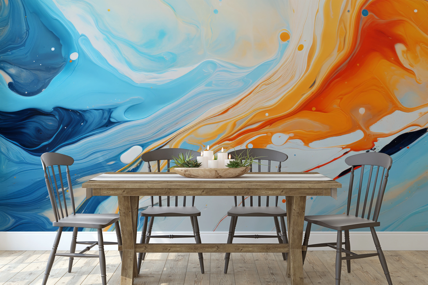 Fototapeta artystyczna o nazwie Saturn's Serenity pokazana w aranżacji wnętrza.