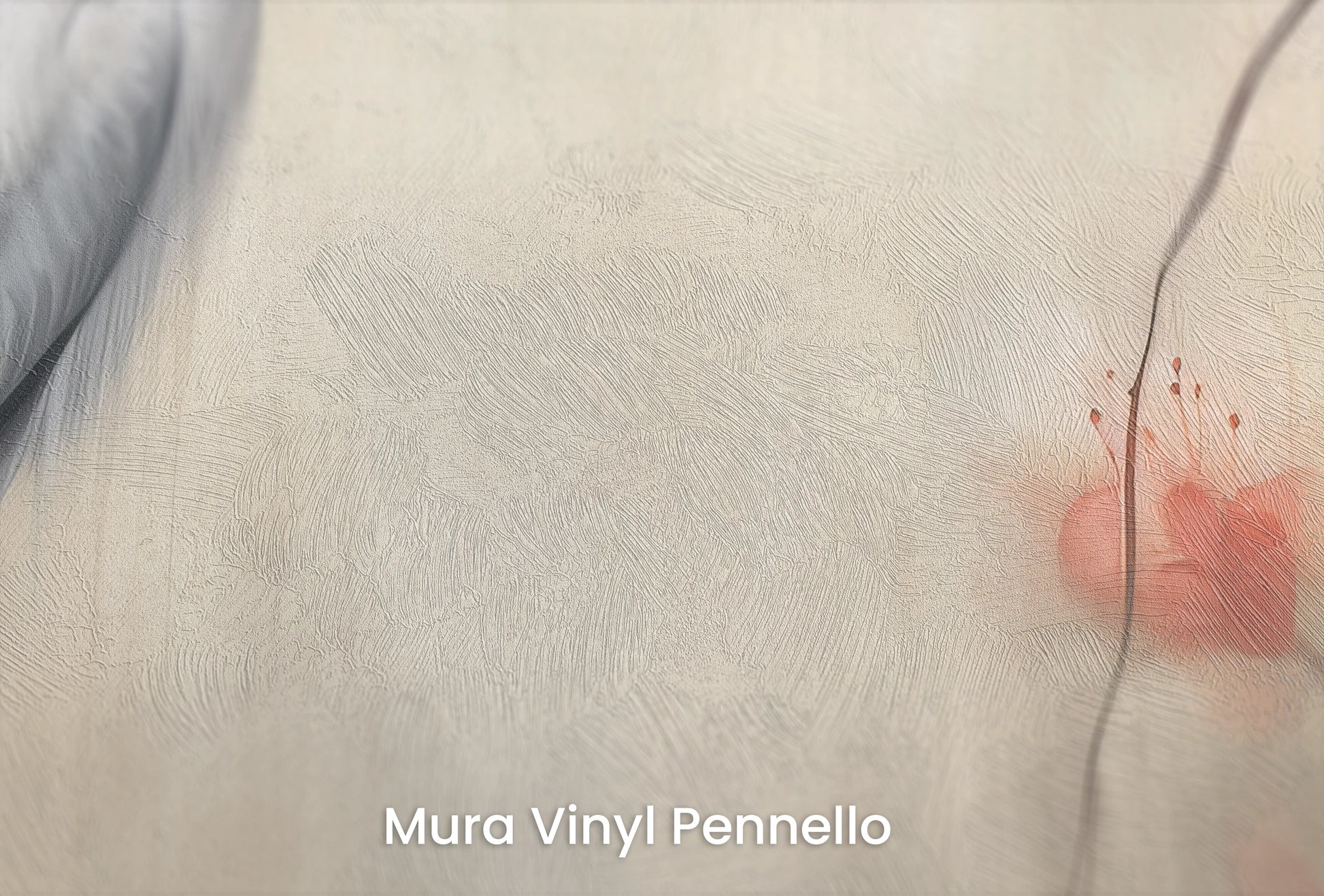Zbliżenie na artystyczną fototapetę o nazwie Noble Crane na podłożu Mura Vinyl Pennello - faktura pociągnięć pędzla malarskiego.