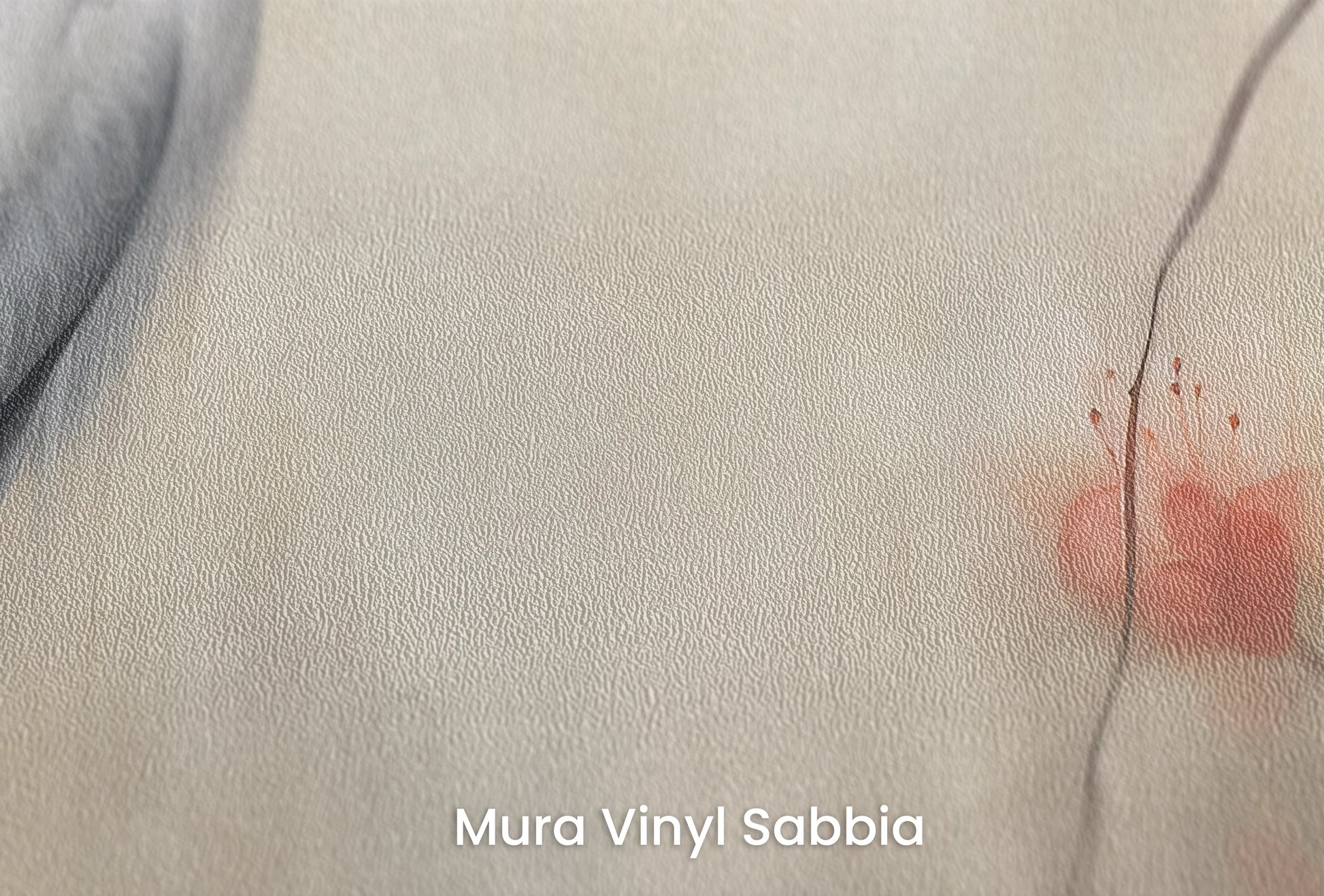 Zbliżenie na artystyczną fototapetę o nazwie Noble Crane na podłożu Mura Vinyl Sabbia struktura grubego ziarna piasku.