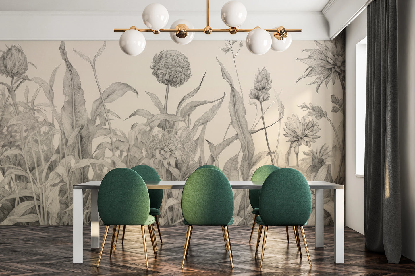 Fototapeta malowana o nazwie Floral Dance pokazana w aranżacji wnętrza.