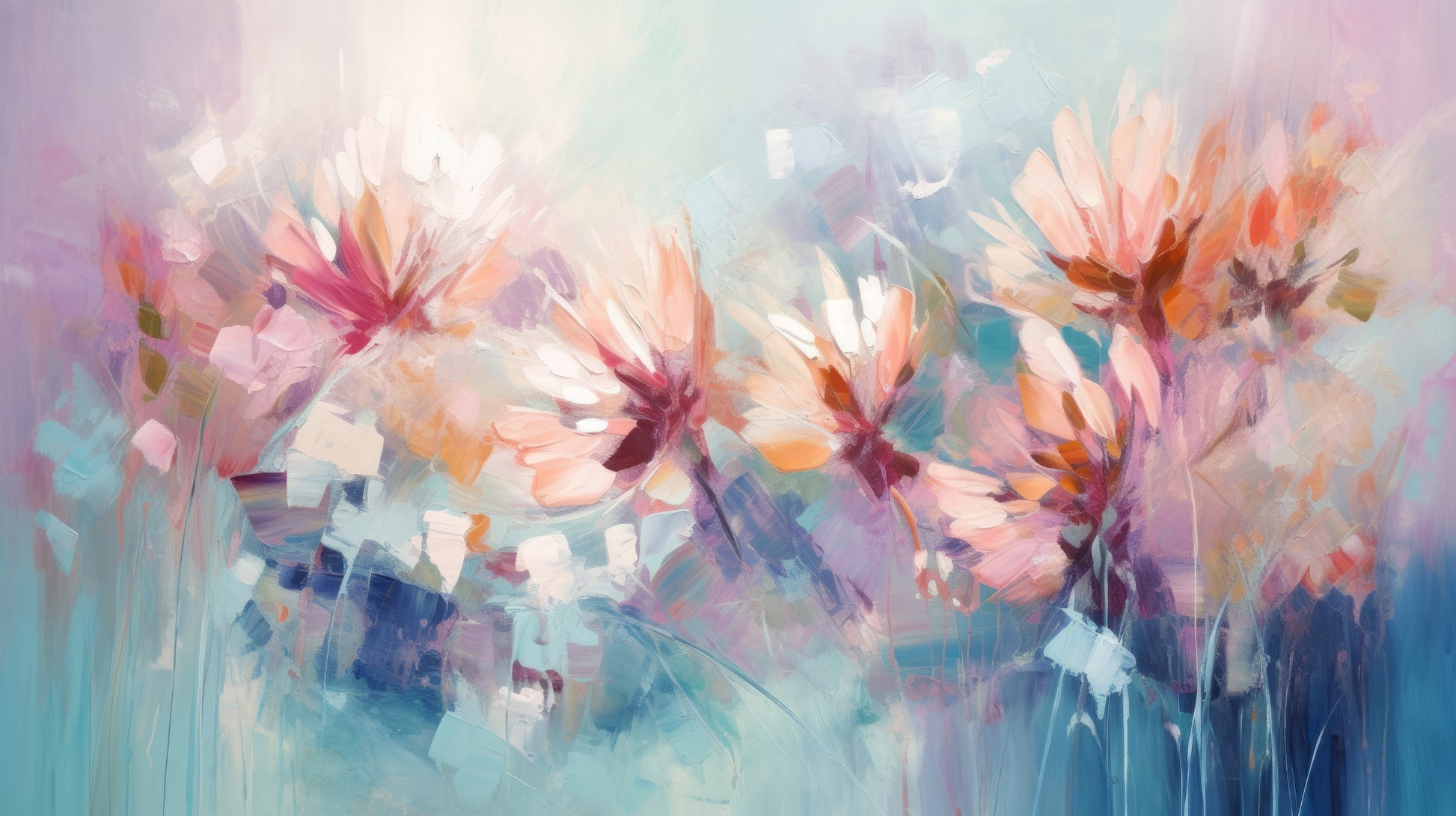 Prezentacja całego wzoru fototapety o nazwie Ethereal Blossom Dance