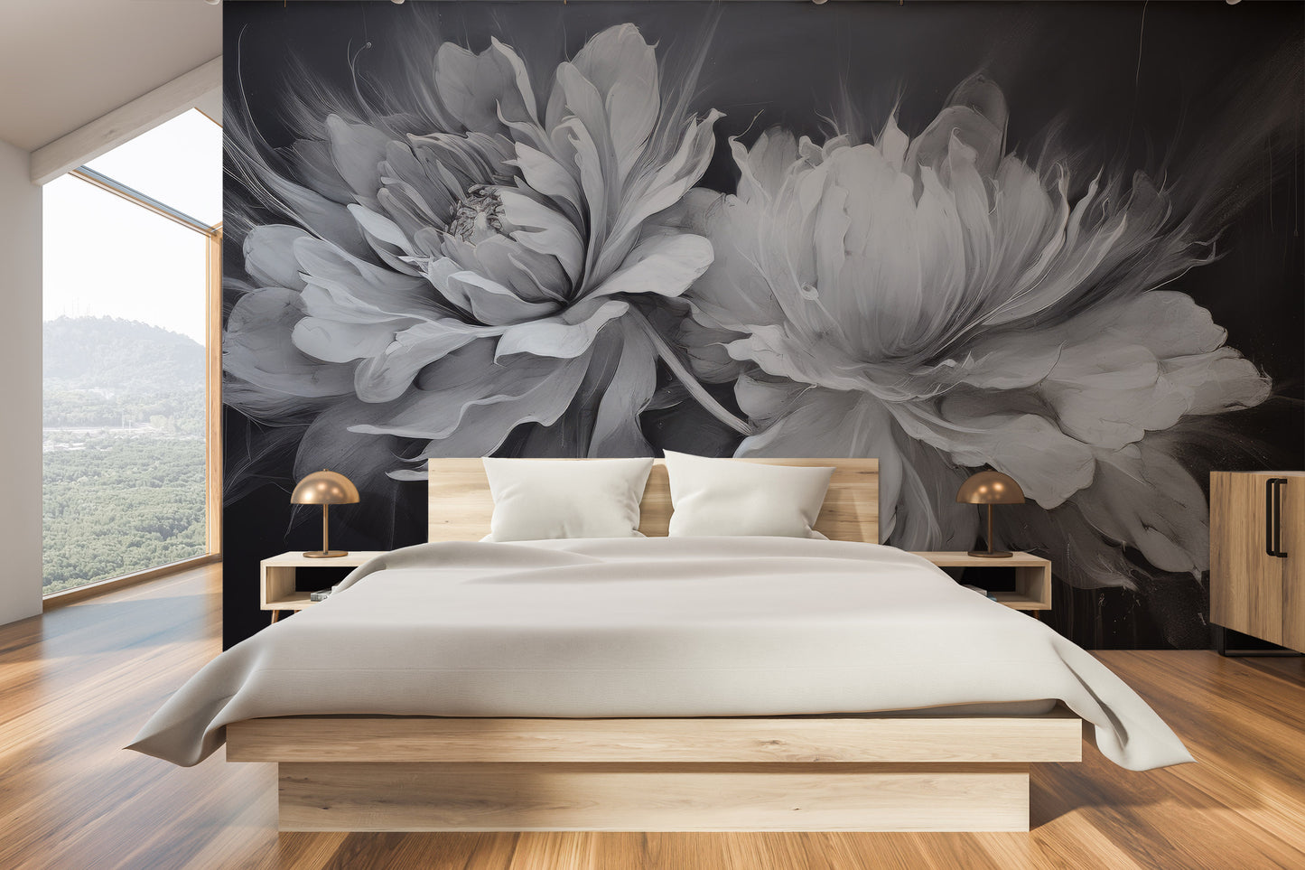 Fototapeta o nazwie SILVER WHISPERING PETALS użyta w aranzacji wnętrza.