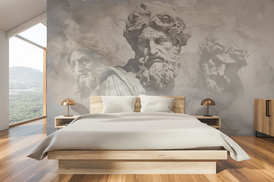 Wzór fototapety artystycznej o nazwie Divine Whispers pokazanej w aranżacji wnętrza.