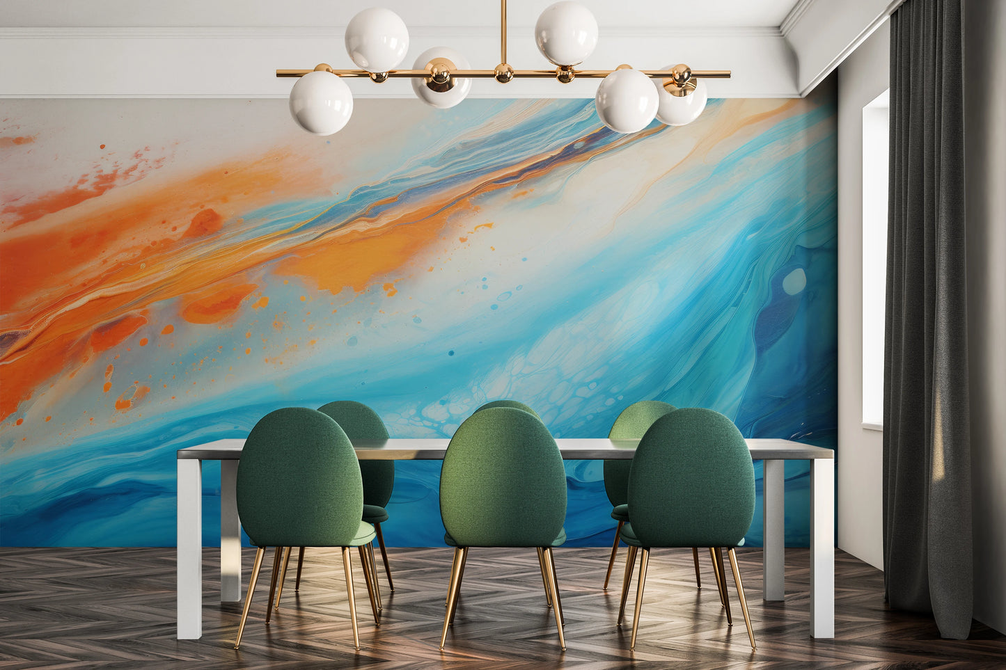 Wzór fototapety artystycznej o nazwie Martian Surface pokazanej w aranżacji wnętrza.