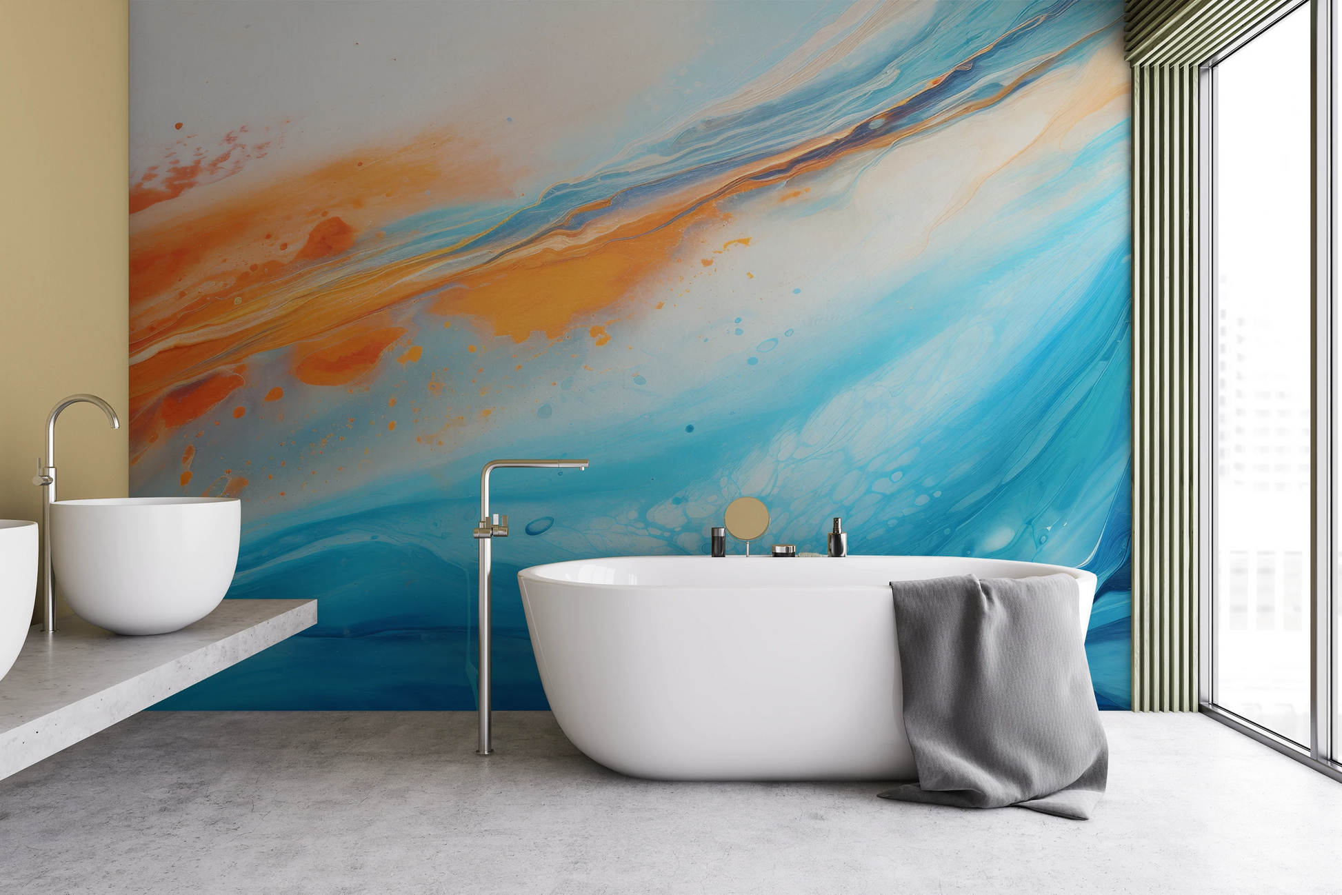 Wzór fototapety malowanej o nazwie Martian Surface pokazanej w aranżacji wnętrza.