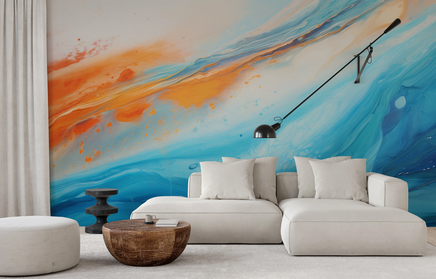 Wzór fototapety artystycznej o nazwie Martian Surface pokazanej w aranżacji wnętrza.