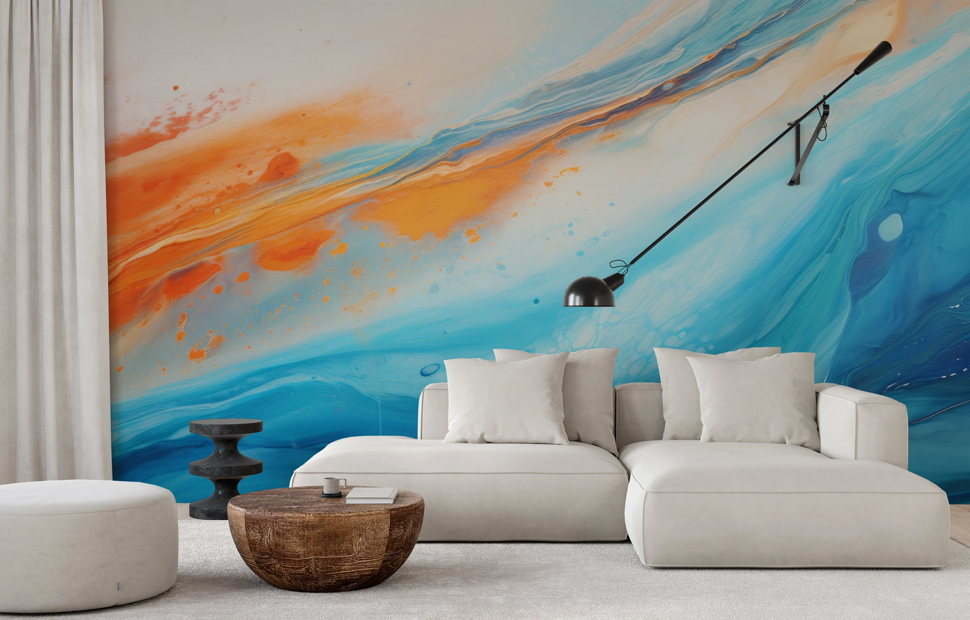 Wzór fototapety artystycznej o nazwie Martian Surface pokazanej w aranżacji wnętrza.