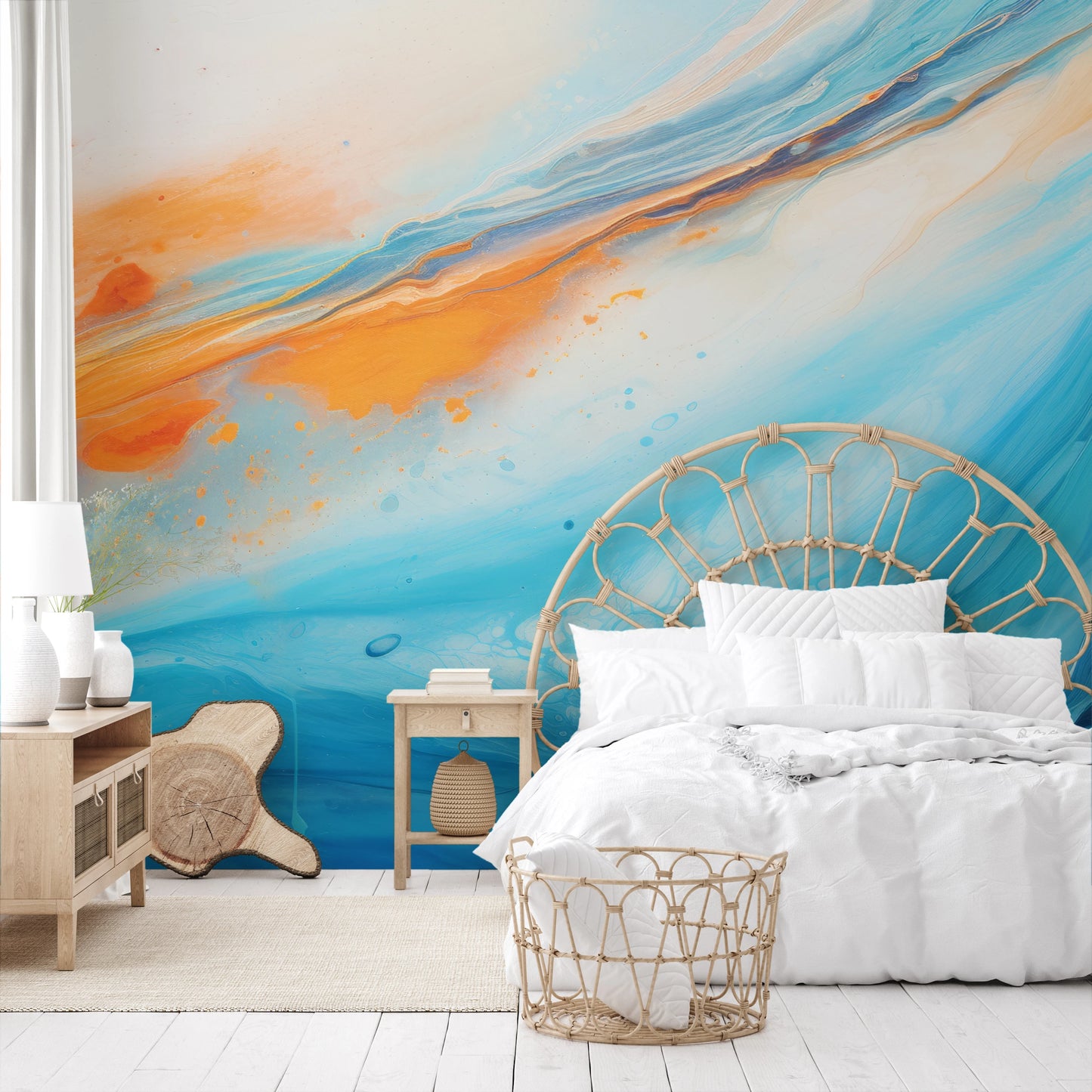 Zdjęcie prezentuje aranżację wnętrza z użyciem fototapety o nazwie Martian Surface pokazanej w aranżacji wnętrza.