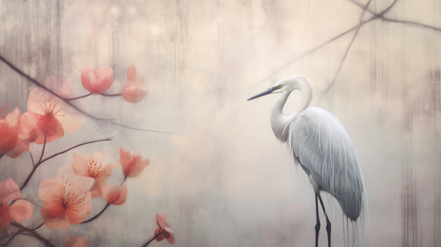 Prezentacja całego wzoru fototapety o nazwie Misty Blossom Scene
