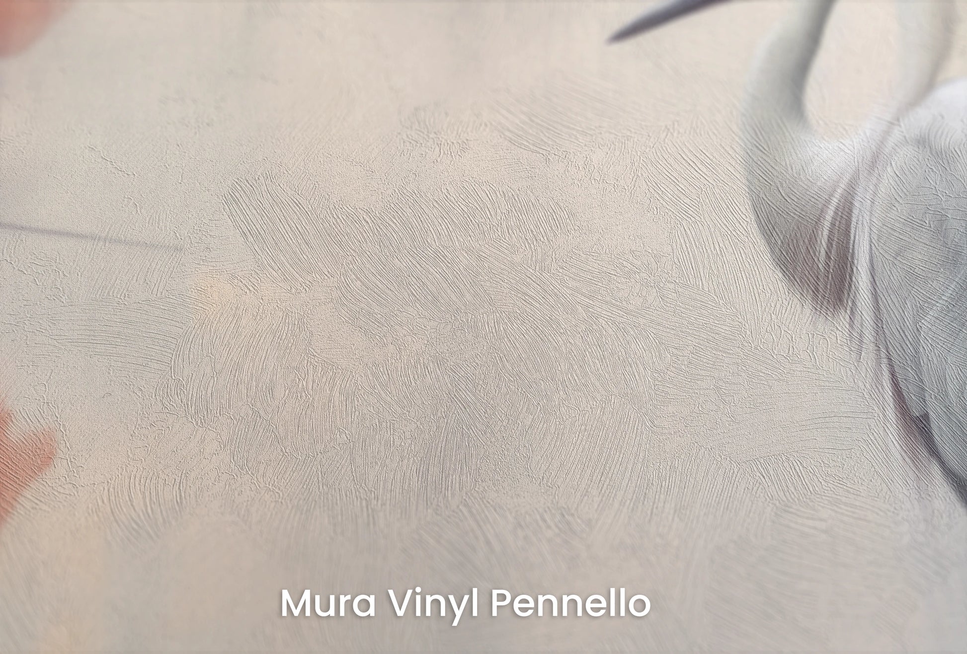 Zbliżenie na artystyczną fototapetę o nazwie Misty Blossom Scene na podłożu Mura Vinyl Pennello - faktura pociągnięć pędzla malarskiego.