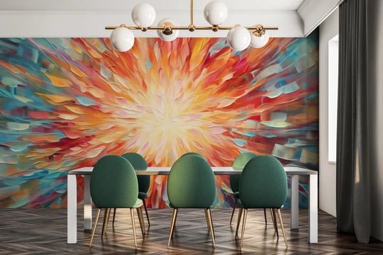 Wzór fototapety artystycznej o nazwie Soft Luminance pokazanej w aranżacji wnętrza.