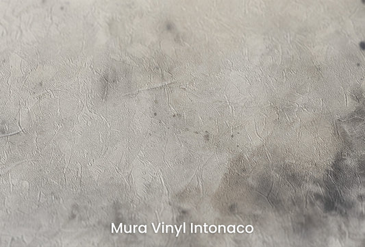Zbliżenie na artystyczną fototapetę o nazwie COSMIC SMOKE AND MIRRORS na podłożu Mura Vinyl Intonaco - struktura tartego tynku.