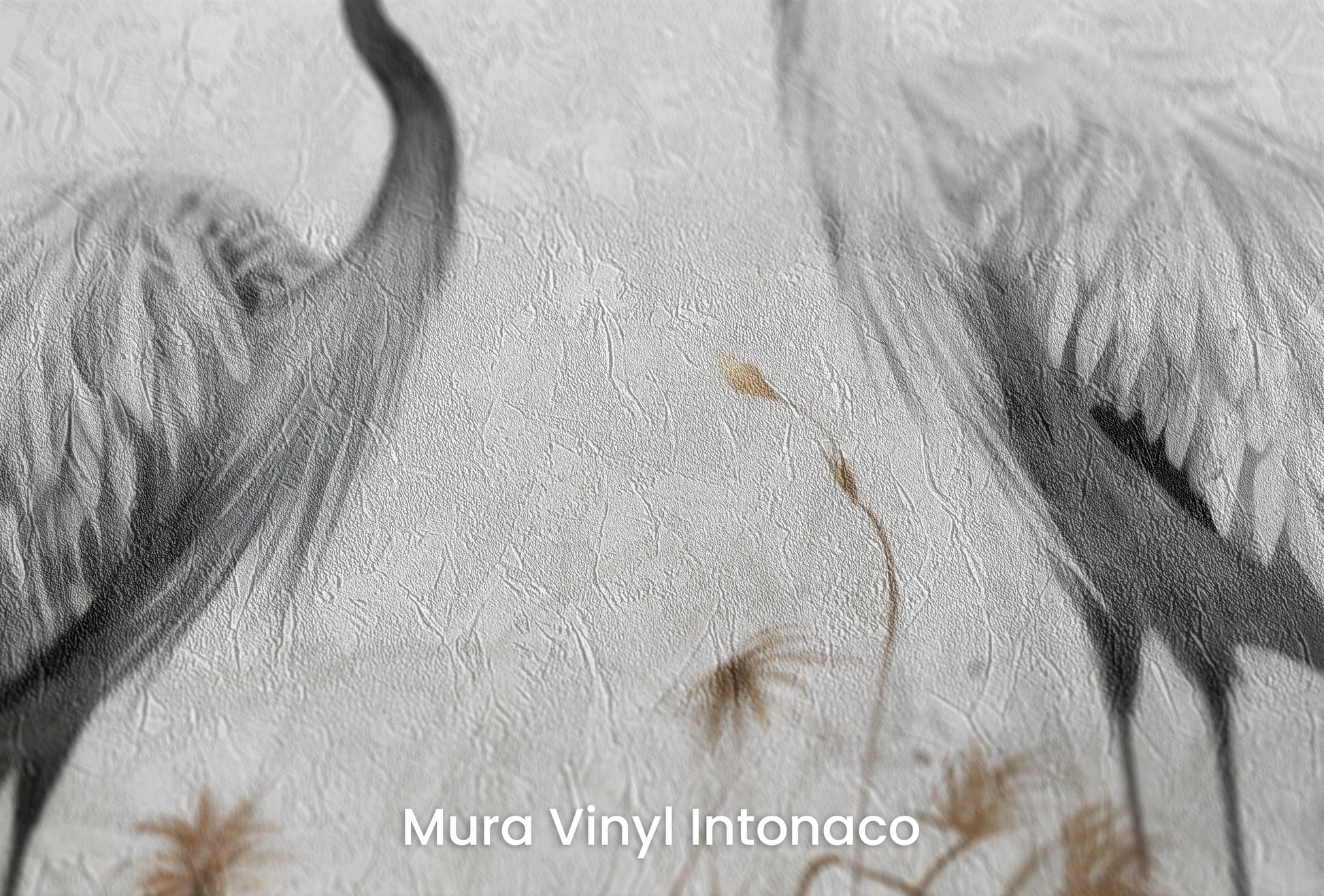 Zbliżenie na artystyczną fototapetę o nazwie Serenity Waltz na podłożu Mura Vinyl Intonaco - struktura tartego tynku.