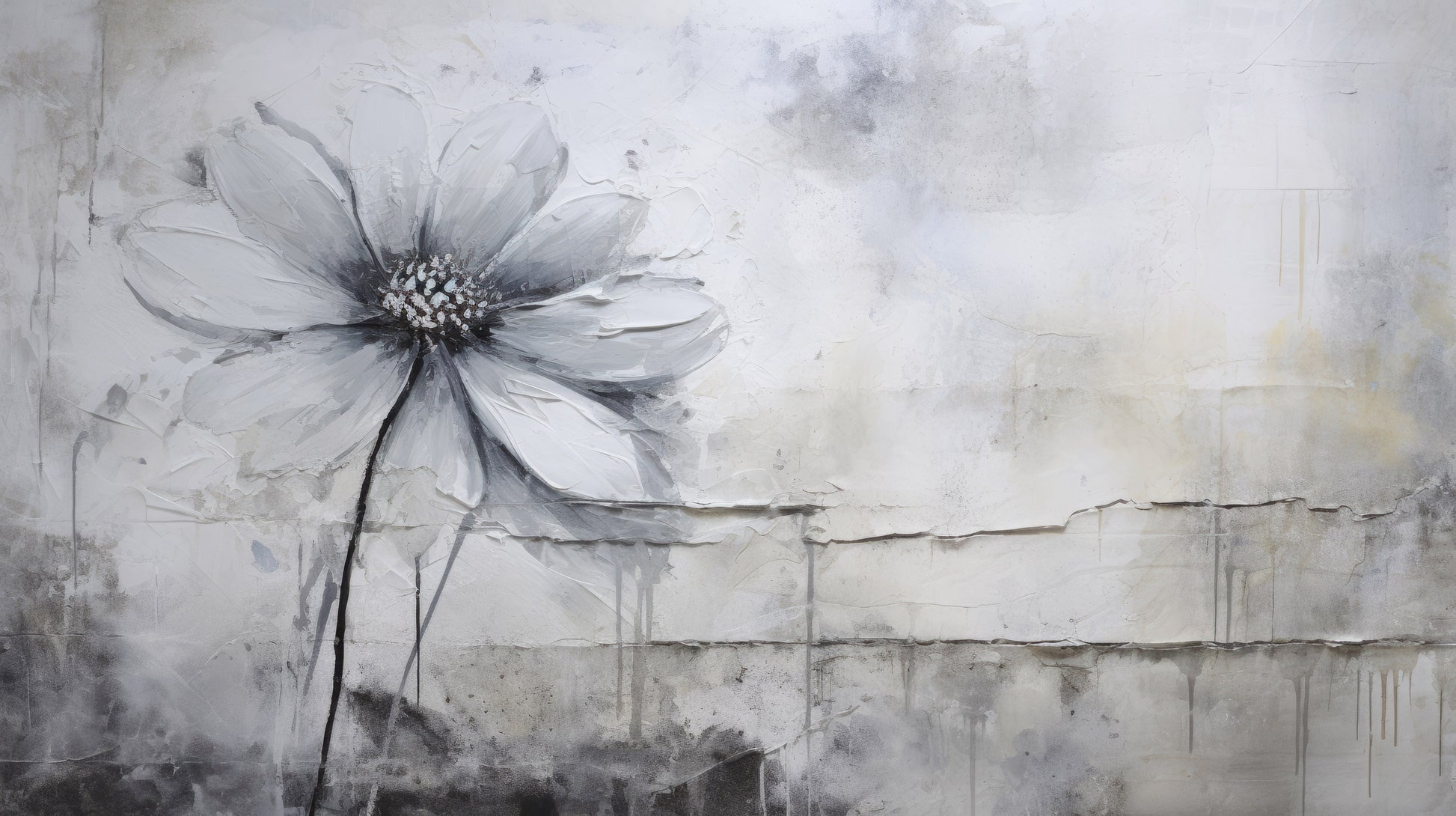 Prezentacja całego wzoru fototapety o nazwie SILVER BLOSSOM ABSTRACT