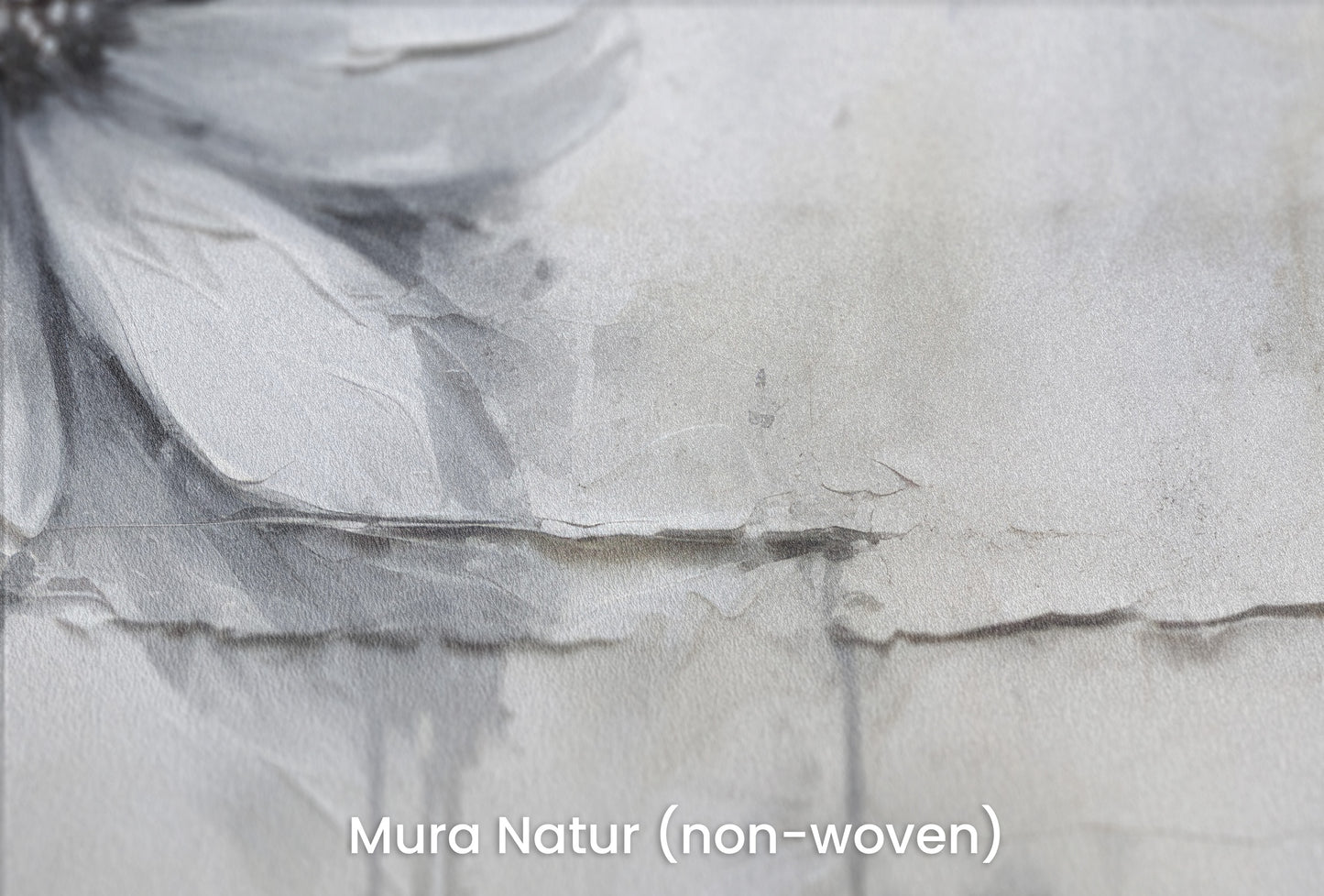Zbliżenie na artystyczną fototapetę o nazwie SILVER BLOSSOM ABSTRACT na podłożu Mura Natur (non-woven) - naturalne i ekologiczne podłoże.