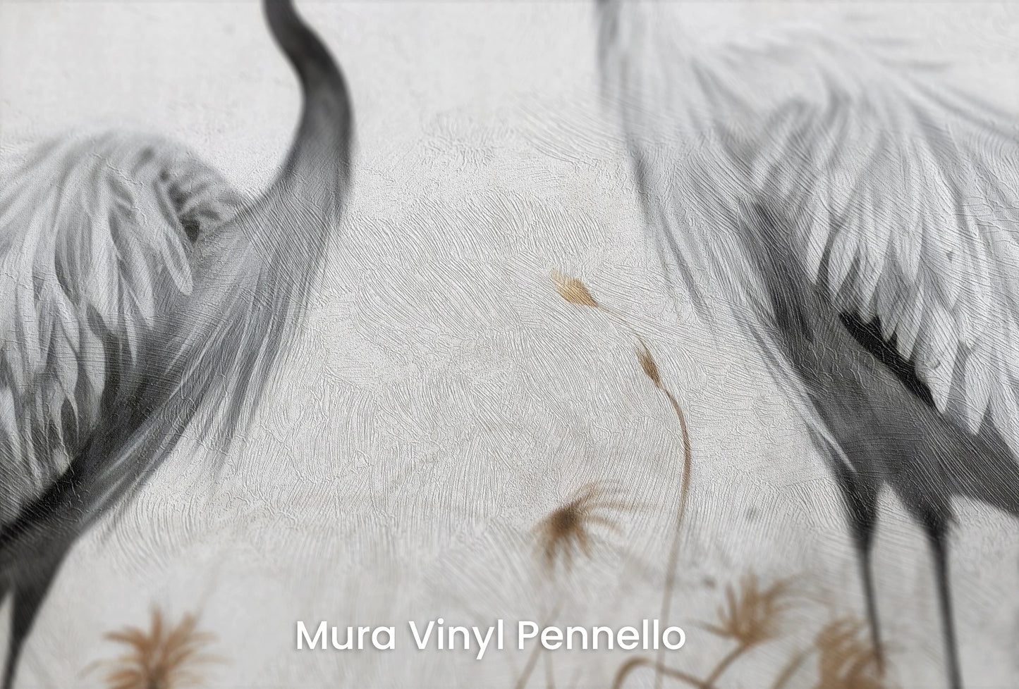 Zbliżenie na artystyczną fototapetę o nazwie Serenity Waltz na podłożu Mura Vinyl Pennello - faktura pociągnięć pędzla malarskiego.