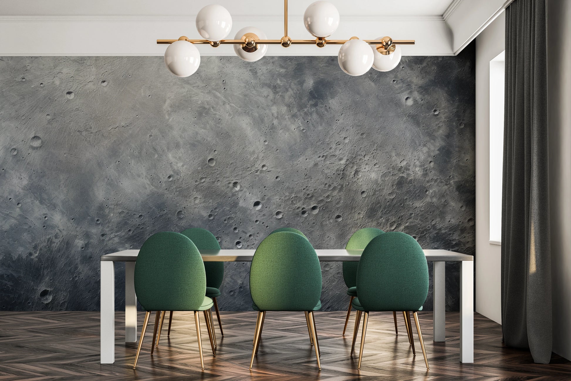 Fototapeta artystyczna o nazwie Moon's Mystery pokazana w aranżacji wnętrza.