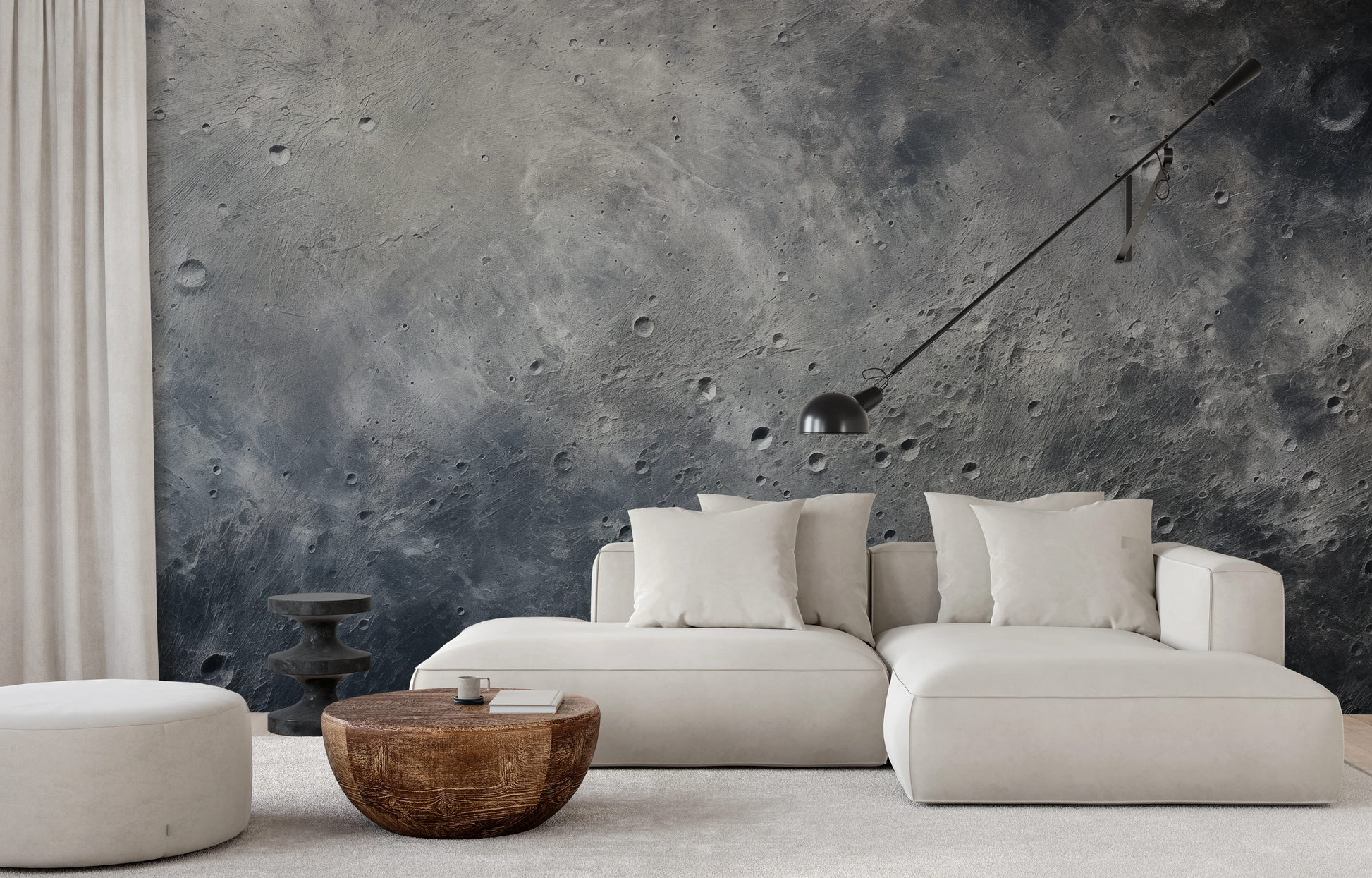 Wzór fototapety o nazwie Moon's Mystery pokazanej w kontekście pomieszczenia.