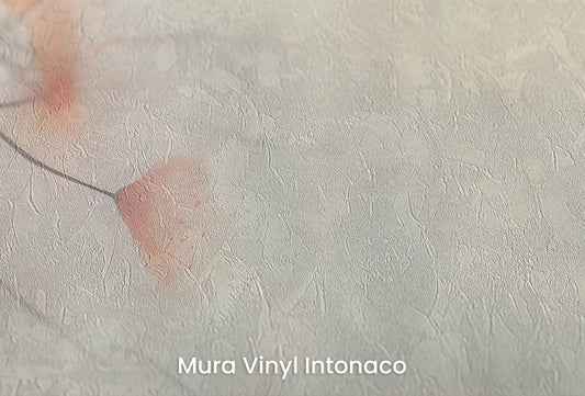 Zbliżenie na artystyczną fototapetę o nazwie Heron's Solitude na podłożu Mura Vinyl Intonaco - struktura tartego tynku.