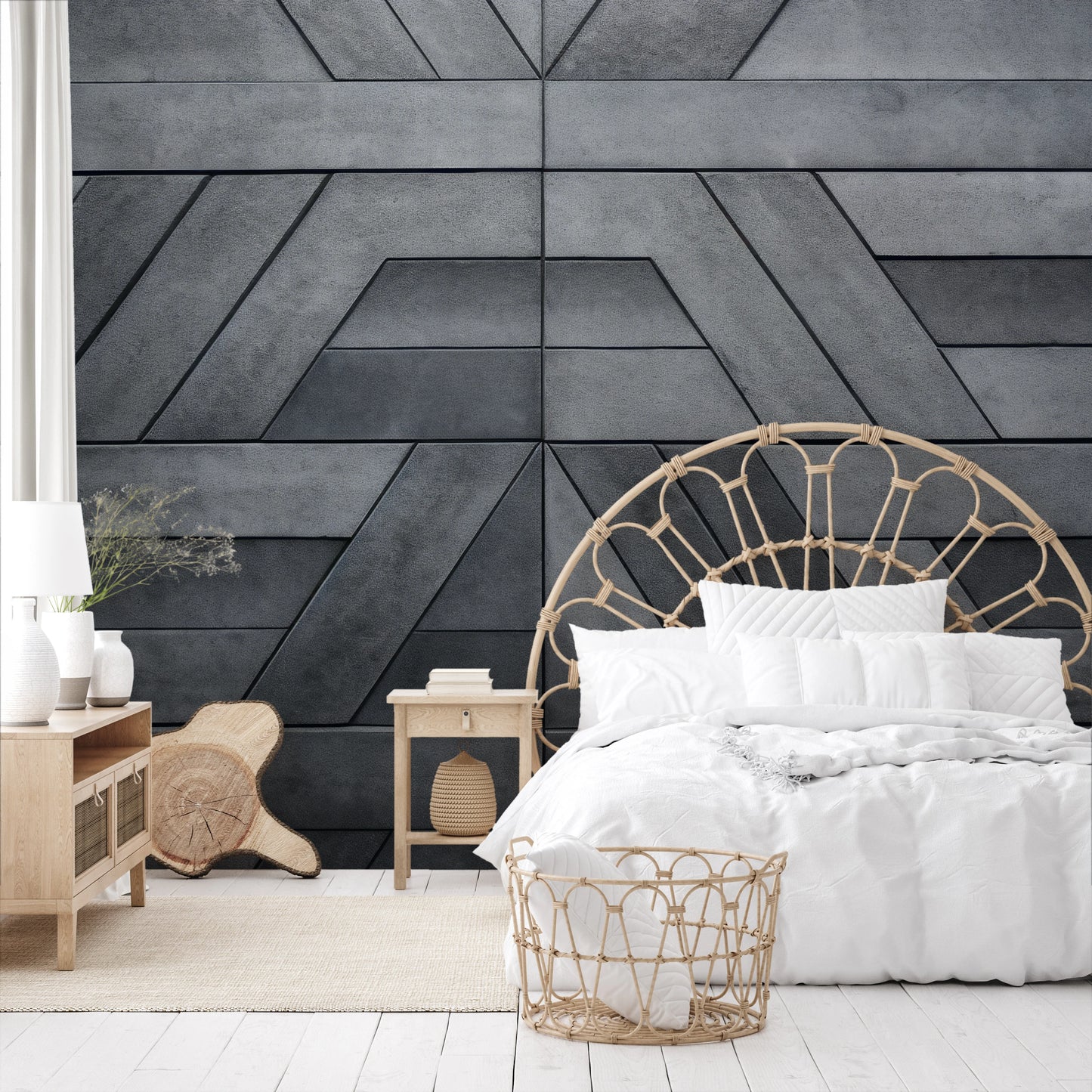 Fototapeta malowana o nazwie Geometric Pathways pokazana w aranżacji wnętrza.